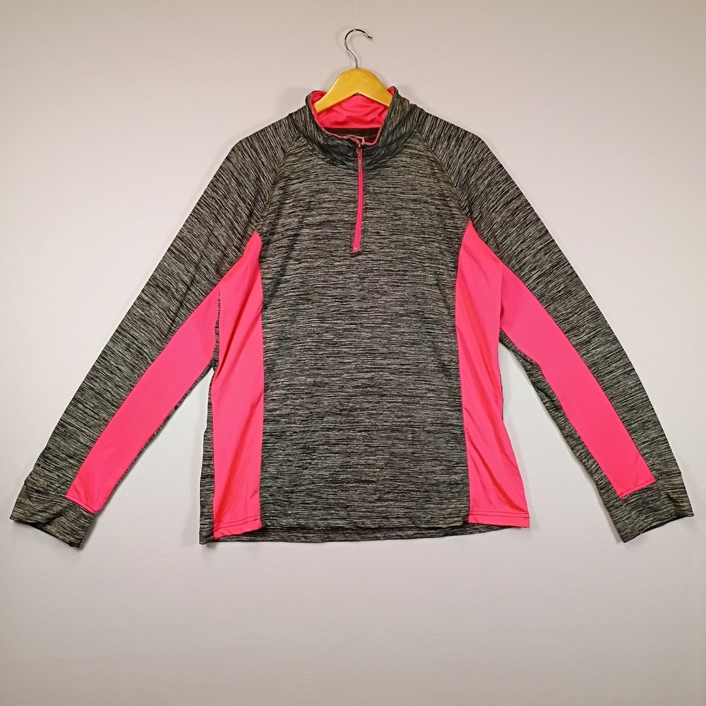 Gorpcore Mountain Expeditions Womens XL Grey Pink 1/4 Zip Space Dye Pullover